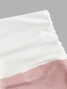 SHEIN 少女白色和粉色拼接针织宽腰撞色宽松裤，舒适休闲百搭长裤 - 白色 - 查看 5