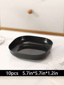 1/5/10/20 piezas Platos de cena de plástico, platos de vajilla de plástico cuadrados reutilizables negros, para el hogar, la cocina, el restaurante, el dormitorio, el camping y el picnic, platos cuadrados profundos y ligeros, platos de cena irrompibles, platos para ensaladas, cuencos para aperitivos, para servir platos, postres, aperitivos y huesos de pollo, cocina - Multicolor - Ver 12