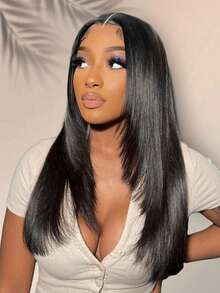 TrueHD 直发层次剪裁，无需胶水即可佩戴，6x4预剪高清蕾丝闭合，180%密度，16-24英寸，预漂白，细小发结，时尚假发，100%真人发，预拔毛，自然发际线，日常佩戴，丝滑柔顺，适合女性，情人节真人发蕾丝假发，自然无胶假发，浪漫约会之选。 - SNatural - 查看 2