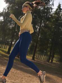 SHEIN In My Nature Einfarbige, nahtlose Outdoor-Sport-Leggings mit hoher Taille - Blau - Übersicht 6