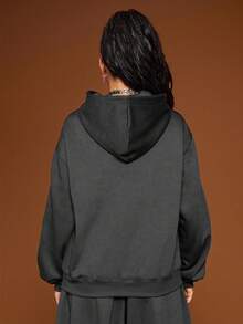 COUREZ Oversized Hoodie With Stripes /Y2K Fall Winter Clothes For Women Cozy Fall And Winter Clothes For Women Sweatshirts For Women New Year Sweaters Lounge Women Sets Sweatsuit Sets For Women 2 Piece Sets - Black - View 3