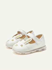 Cozy Pixies White Bunny Shoes, Glossy Texture Rabbit Ear Embroidery Design, Cute Cartoon, Soft & Comfortable, Fashion Versatile Princess Shoes, Light-Up Shoes - White - View 5