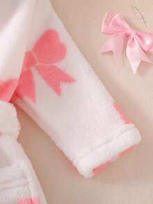 新生儿粉色简约时尚甜美可爱长袖长款连帽睡袍 - 粉色 - 查看 4