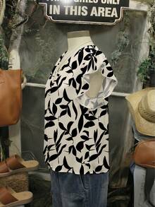 Mellowie VCAY 大码女士休闲印花衬衫，适合夏季穿着，女士夏季上衣，印花衬衫，短袖衬衫，纽扣衬衫，V领衬衫，教师款女士时尚衬衫 - 彩色 - 查看 6