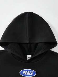 JNSQ 2pcs Young Boy Casual Loose Hoodie Sweatshirt Set, Suitable For Spring Daily Wear, Outdoor Activities, Streetwear, Party And Leisure - Black - View 3