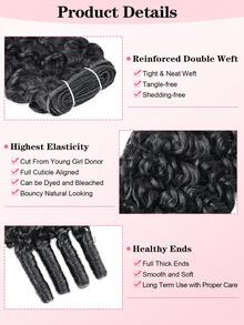 缅甸卷发束，真人发，1束，未经加工，快速编织，3c4a水波纹，螺旋卷发尾，真人发接发，自然黑色