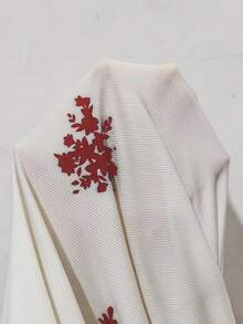 CottageSlumber 女士印花V领荷叶边蝴蝶结装饰长袖连体裤 - 酒紅色 - 查看 3