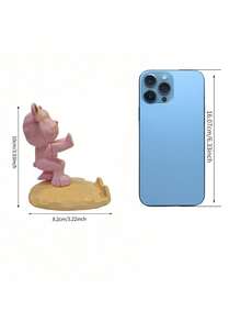 1pc Cartoon Bear Shaped Phone Stand, Compatible With Both Mobile Phones And Tablets, Suitable For Office Desktop, Bedside, Living Room, Study, Bedroom, Gifts, Etc.! Back To School - Pink push - View 2