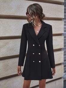Editum Lapel Collar Double Breasted Blazer Dress In Fall/Winter