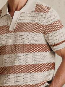 Manfinity CityGents Áo thun dệt kim tay ngắn họa tiết sọc tương phản dành cho nam - Nhiều màu - Xem 6