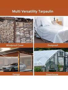 透明防水篷布，防水防雨罩，重型油布覆盖膜，带孔眼透明乙烯基篷布 - 带扣眼的PE篷布，防水防风，防撕裂，适用于花园、阳台、露台、遮阳篷、冬季植物覆盖、温室、露营设备，户外使用