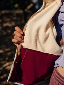 Medorelle Áo khoác nỉ nữ tay raglan phối màu, khóa kéo phía trước, kiểu dáng thường ngày, thích hợp mặc ngoài vào mùa thu, chất liệu nỉ màu nâu, thích hợp cho đi bộ đường dài và cắm trại. - Nhiều màu - Xem 6