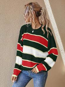 EMERY ROSE Women's Latest Fashion Comfortable Color Block Pullover Sweater Christmas - Multicolor - View 4
