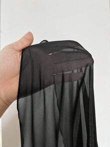 Maweii 大码女式V领网纱拼接优雅荷叶袖收腰派对连衣裙 - 彩色 - 查看 7