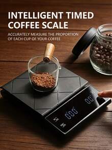 Teckwe Báscula de café con temporizador inteligente, báscula de cocina de alta precisión, báscula de alimentos, báscula de café portátil, báscula de café con funciones de cronometraje y pesaje, herramienta de hornear precisa, báscula de cocina con base de silicona antideslizante - Multicolor - Ver 1