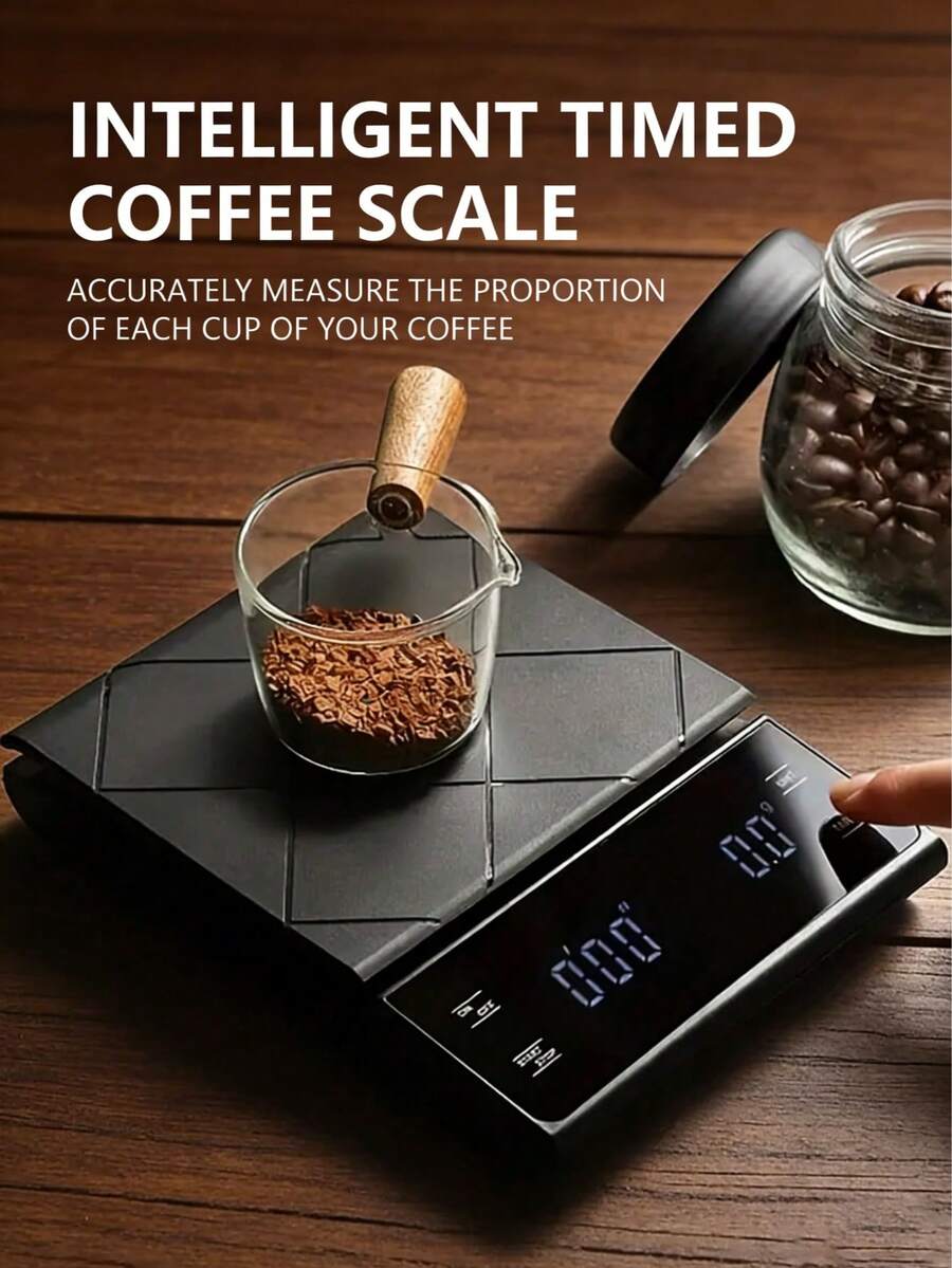 Teckwe Báscula de café con temporizador inteligente, báscula de cocina de alta precisión, báscula de alimentos, báscula de café portátil, báscula de café con funciones de cronometraje y pesaje, herramienta de hornear precisa, báscula de cocina con base de silicona antideslizante - Multicolor - Ver 1