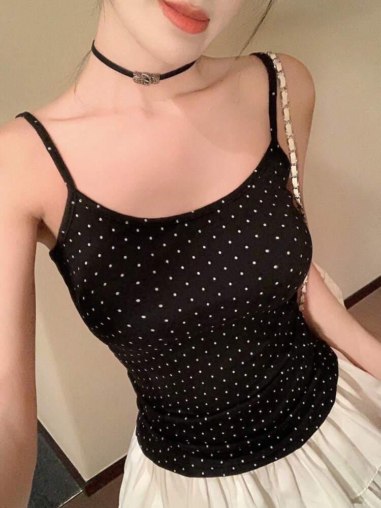 Women's Polka Dot Camisole, Versatile Casual Summer Top