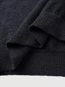 Suéter casual de hombre con estampado de eslogan abstracto, otoño/invierno - Negro - Ver 4