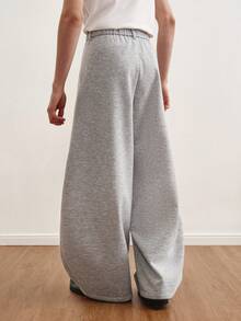 TOKVUE Quần nỉ nam ống rộng màu trơn, dáng suông, có đường may phía trước, phong cách đường phố, trang phục Giáng sinh, quà Giáng sinh, phong cách cổ điển, kiểu dáng unisex, quà tặng hàng ngày cho bạn trai/chồng, quà kỷ niệm, mùa thu & đông. - Màu Xám nhạt - Xem 2