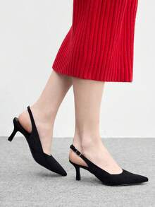 CUCCOO BIZCHIC أحذية نسائية ذات كعب عالي أنيقة بتصميم إبزيم، مناسبة للتنقل اليومي - الأسود - مشاهدة 5