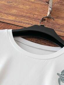INAWLY Áo thun họa tiết rùa và chữ EZwear dáng rộng thoải mái, phù hợp cho bãi biển mùa hè, Malibu, lướt sóng, kỷ niệm lặn biển, áo thun họa tiết bãi biển Seattle dành cho nữ - trắng - Xem 3