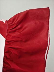 Chiquease Đầm nữ thanh lịch với họa tiết trái tim và viền bèo nhún, thích hợp cho Ngày Valentine, Giáng sinh, các dịp tiệc tùng. Đầm trái tim màu đỏ trắng, đầm nữ có nơ, đầm nơ cho nữ, đầm sang trọng cho nữ, đầm có họa tiết trái tim, đầm tay bèo nhún, đầm maxi nữ. - Đỏ và trắng - Xem 5