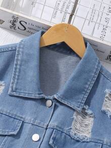 2pcs/Set Teen GirlBlack Knit Camisole Dress With Denim Vest, Commuter Casual Outfit - Ginger - View 4