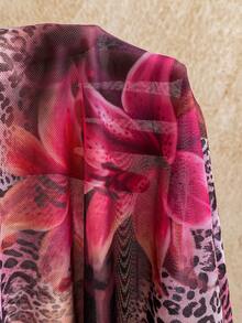 Soleia Vestido mini con estampado de leopardo y flores, con escote halter y espalda descubierta, para vacaciones - Multicolor - Ver 8