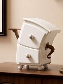 Madebyblanc 1 Piece Of Dressing Table Jewelry, Earrings, Grid Sorting Rack, Entrance Cross Waist Cabinet, Creative Bent Drawer Desktop Storage Box - White - View 3