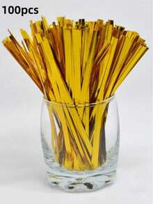 100个金属扭扭扎带，彩色螺旋扎带，适用于玻璃纸派对礼品袋、可爱锥形生日糖果袋，8种颜色可选，10厘米/3.97英寸 - 彩色 - 查看 20