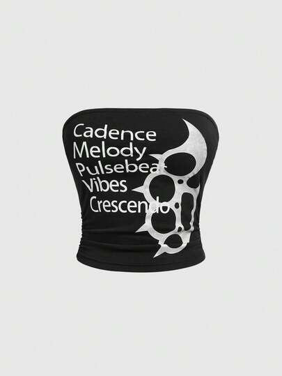 ROMWE Avant Y2K Babe Finger Slogan Fitted Crop Top, Solid Color Versatile