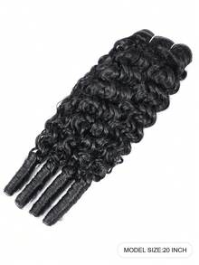 缅甸卷发束，真人发，1束，未经加工，快速编织，3c4a水波纹，螺旋卷发尾，真人发接发，自然黑色