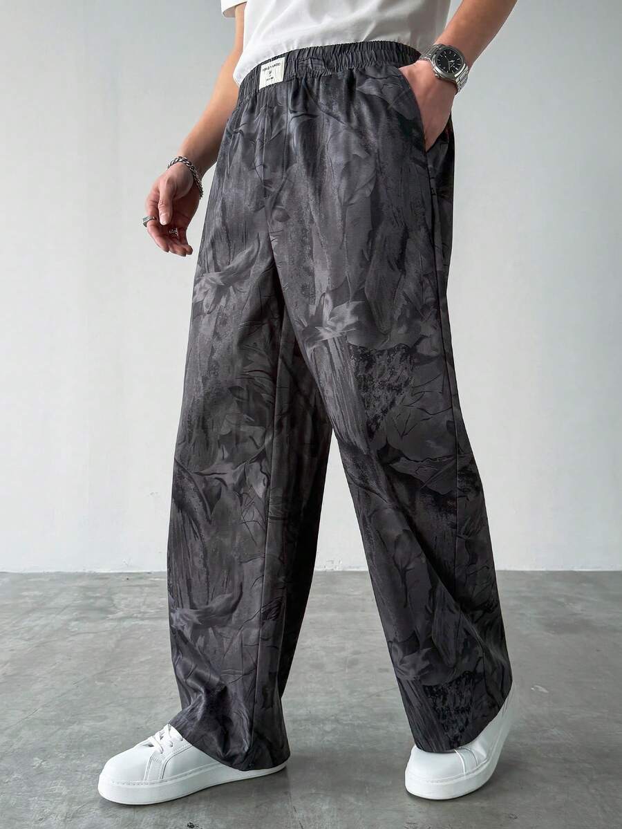 HUEFORM Men's Casual Branch Print Grey Pants Men Art Pants - Multicolor - View 1