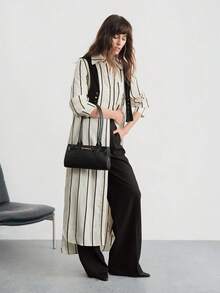 SHECARRY Túi đeo vai nữ bằng da PU, thích hợp cho mùa thu đông, đi học, du lịch, công sở, thanh lịch, tinh tế, có dây đeo. - Súng kim loại - Xem 6