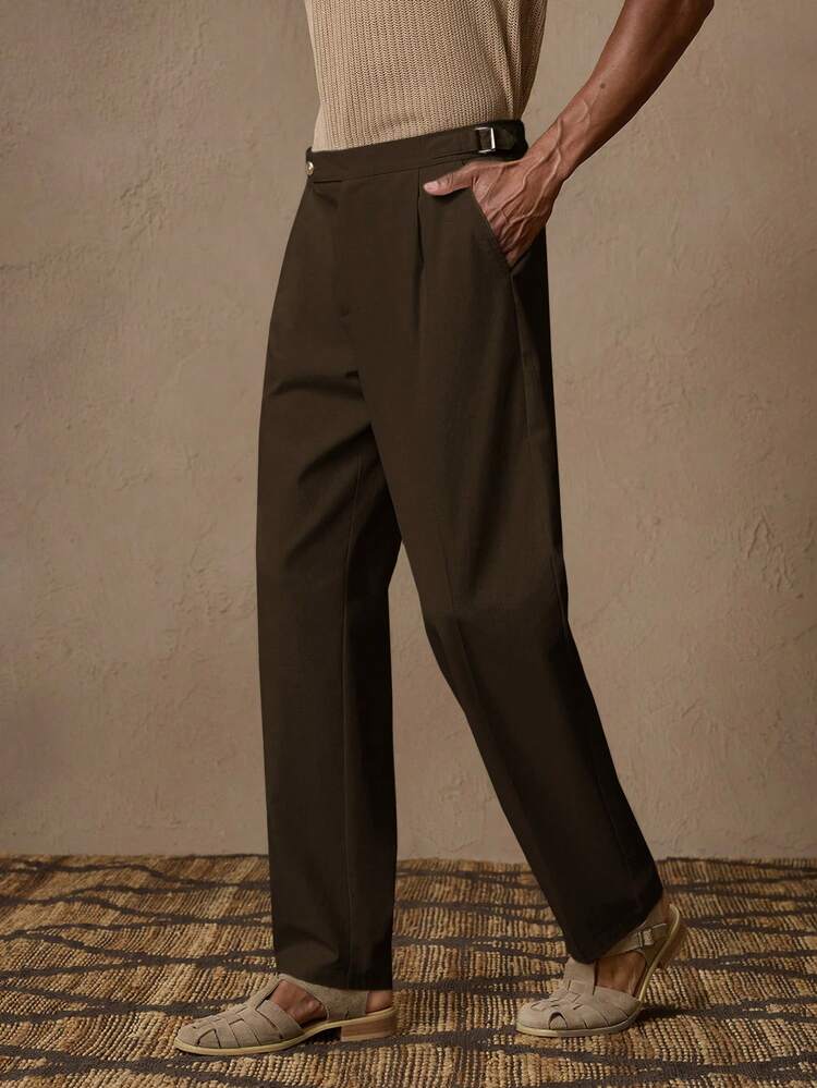 AKNOTIC X Nawaf Alabid 남성용 린넨 우븐 캐주얼 탄성 허리 스트레이트 레그 팬츠, 여름, 휴가, 데일리웨어, 파티, 커플 매칭, 남성용 선물에 적합