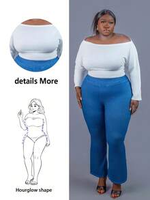 CurvyTilda Plus Size Women's Casual Off Shoulder Short White Long Sleeve T-Shirt Off The Shoulder Crop Top, Fall Top For Women, For Hourglass Body Shape