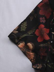 Sunspun 大码女式优雅复古波西米亚风印花休闲朋克摇滚金属拉链五角星扣宽松A字短袖连衣裙，适合日常穿着、返校、度假、春季、夏季、秋季。 - 彩色 - 查看 5