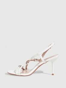 CUCCOO SZL Women's Elegant Commuter Buckle Heeled Sandals - White - View 4