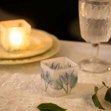 Cirelle Portavelas de vidrio a prueba de viento - Linterna cuadrada con patrón de hojas, decoración de mesa moderna para exteriores/interiores para patio y comedor - Multicolor - Ver 9
