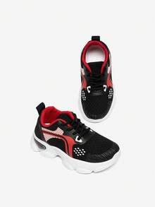 JNSQ Comfortable Soft Sole Breathable Lace-Up Kids Sneakers, For Casual Outdoor & Daily Wear - Black - View 6