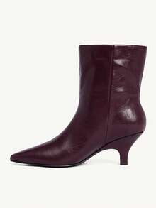 CUCCOO CHICEST Women's Fashion Versatile Pointed Toe High Heel Ankle Boots Valentine's Day - Burgundy - View 12
