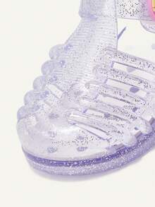 Cozy Pixies 1 Pair Fashionable Versatile Cute Funny Princess Pink Transparent Purple Soft Comfortable Beach Crystal Unicorn Heart Flat Sandals For Infants - Purple - View 5