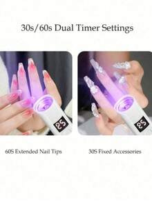 Teckwe 1件/2件 便攜式UV LED美甲燈 手持式美甲UV燈 專業美甲烘乾燈 Gel X 凝膠美甲快乾燈 LED美甲燈 便攜迷你美甲烘乾機 凝膠指甲油美甲膠 USB手電筒 家用DIY美甲美甲工具 女孩最佳禮物 可充電鋰電池容量：300mAh - 彩色 - 查看 5