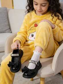 Zapatos de niña zapatos de princesa primavera verano nuevos modelos zapatos de niños pequeños zapatos de cuero bebé niñas show zapatos individuales se puede combinar con falda princesa vestido elegante y lindo - Negro - Ver 6