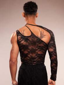 FeverCity Men's Sleeveless Two Pieces Hollow Out Jumpsuit - Black - View 7