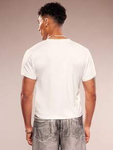 FeverCity 男士字母蝴蝶印花圆领短袖休闲百搭T恤 - 白色 - 查看 2