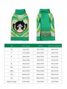 THE POWERPUFF GIRLS X PETSIN 1pc Pet Cat Dog Universal Green Love Cute Cartoon Pattern Jacquard High Neck Elastic Comfortable Warm Dog Sweater - Green - View 3