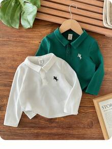 Bebeilu 2pcs Baby Boys POLO Shirt Top Two Sets, The Use Of Knitted Fabric, Loose Version Type, Moderate Thickness. POLO Collar Design Adds A Hint Of Elegance, Suitable For To Play, With Shorts And Sneakers, Like A Handsome Little Gentleman, Home Leisure, Wedding, Vacation, School Study, Performance Activities, To Participate In Parties - Multicolor - View 4