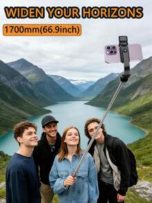 Teckwe 170cm/67-Inch Retractable Aluminum Selfie Stick Tripod With Fill Light And Wireless Remote, Compatible With IPhone/Android Smartphones-Ideal For Travel, Vlogging, Live Streaming, And Outdoor Photography. A Retractable, Portable Mount Designed For Bloggers And Travelers To Capture -Worthy Shots Anytime, Anywhere! A Top-Selling Item! - Multicolor - View 2