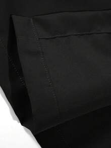 Vacaura 2 件青少年春季休闲绅士单排扣灰色长袖衬衫 + 松紧腰斜口袋休闲裤两件套服装 - 黑色 - 查看 7